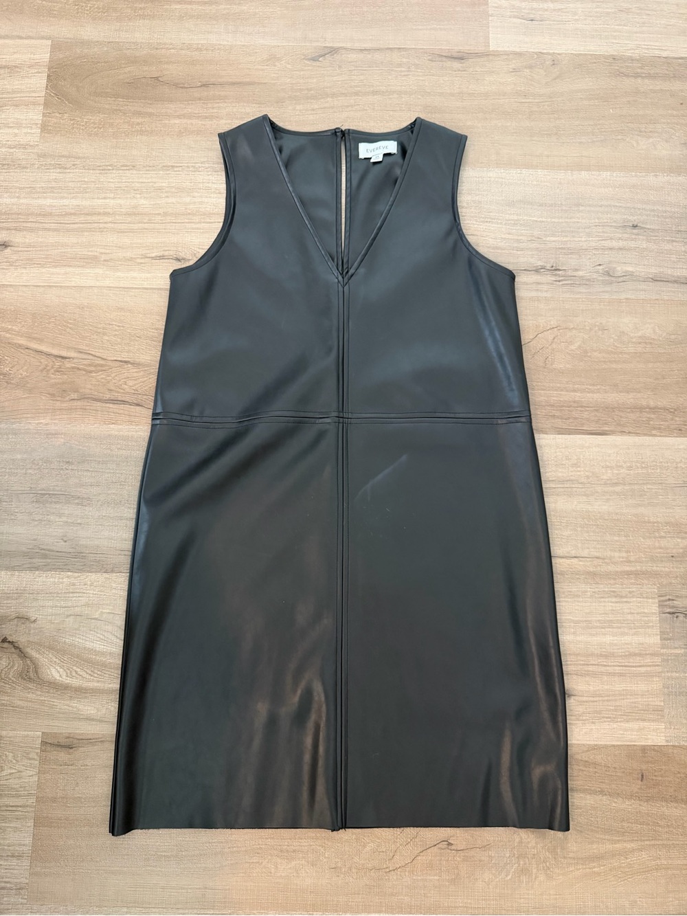 Evereve Vince Black Faux-Leather Sleeveless Sheath Dress